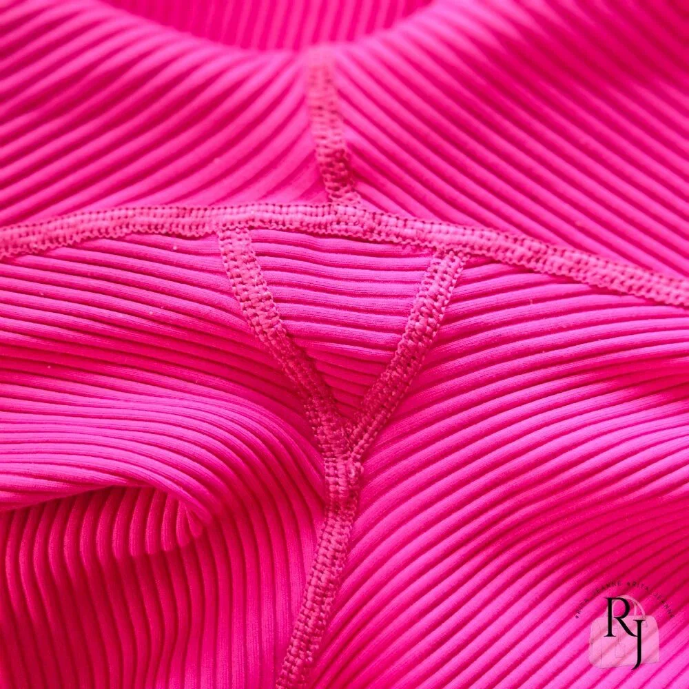 Carbon38 Ribbed 7/8 Legging β XXL β Neon Pink β Sculpting High Rise - Picture 10 of 11